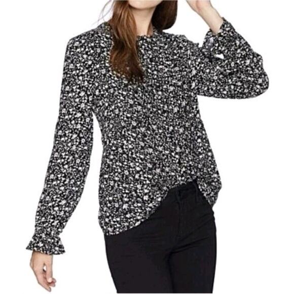 Lucky Brand Women's Size Large Parisian Ditsy Floral Blouse Top Shirt Pintuck - Picture 1 of 12